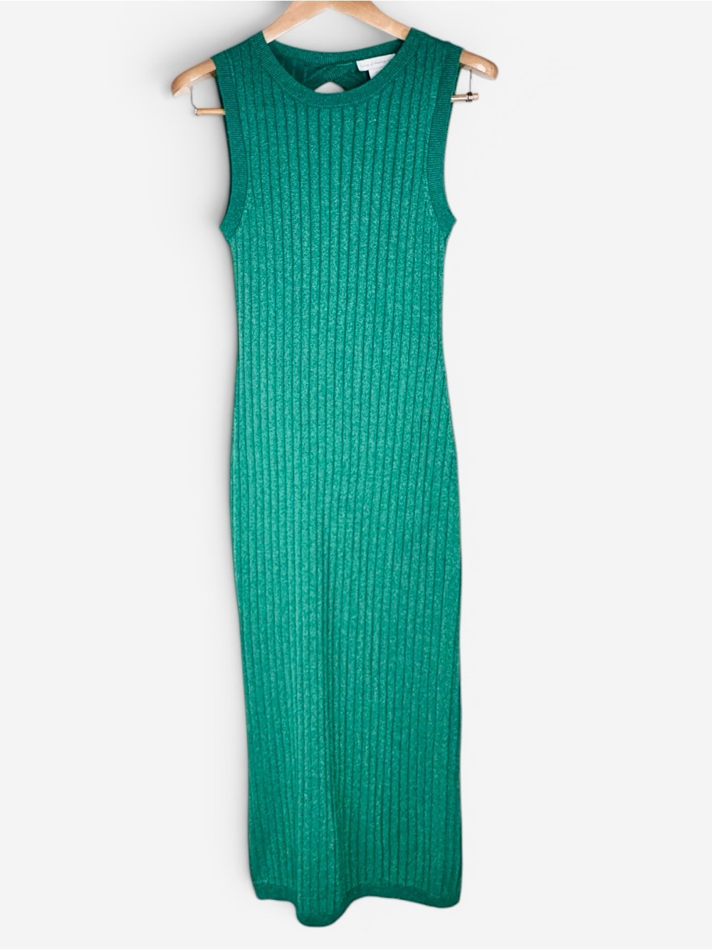 House of Harlow 1960 Mercury Knit Maxi Dress Aquamarine w/ Metallic Thread Small - Picture 2 of 9